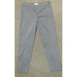 H&M Cropped Navy Little Cube Geometric Pattern Career Pants Capris Sz 6 ~ YaY!